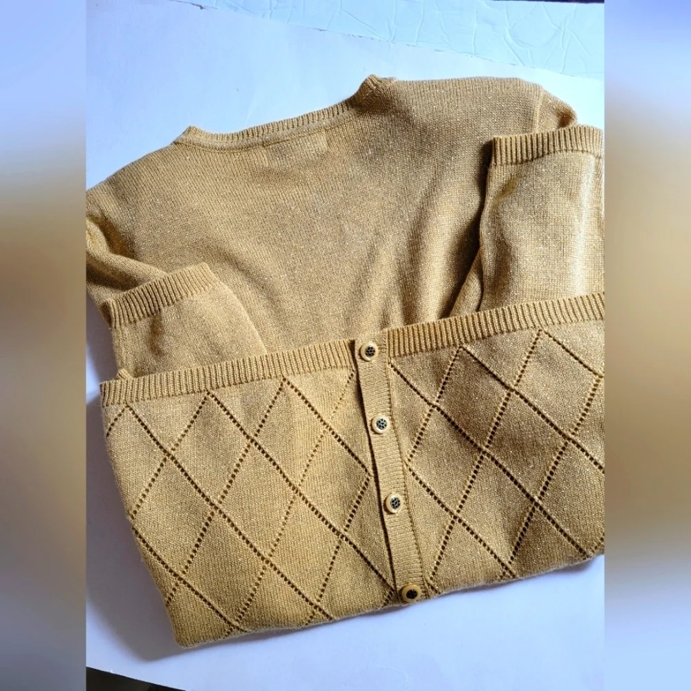 Alfred Dunner Men's Beige Cardigan Sweater